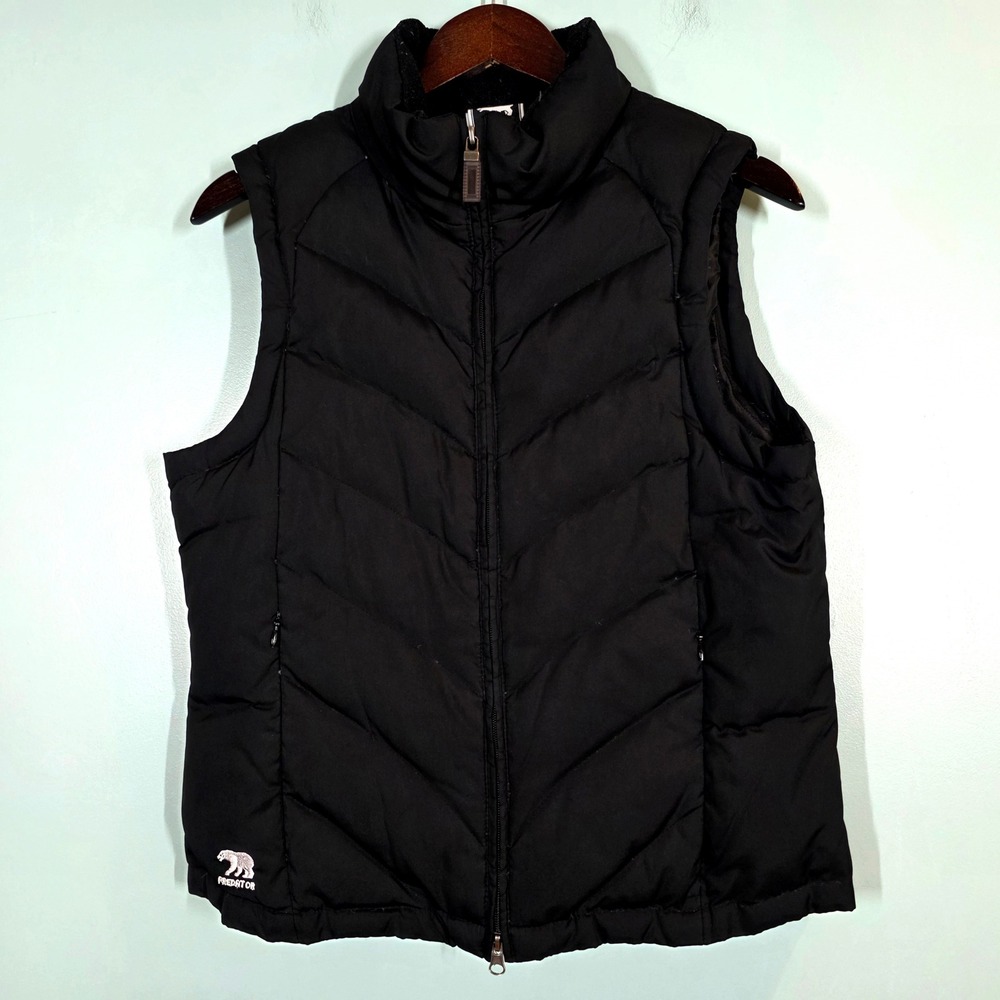 Predator Womens Puffer Vest Black Down Feather Quilted Full Zip Sleeveless Large
